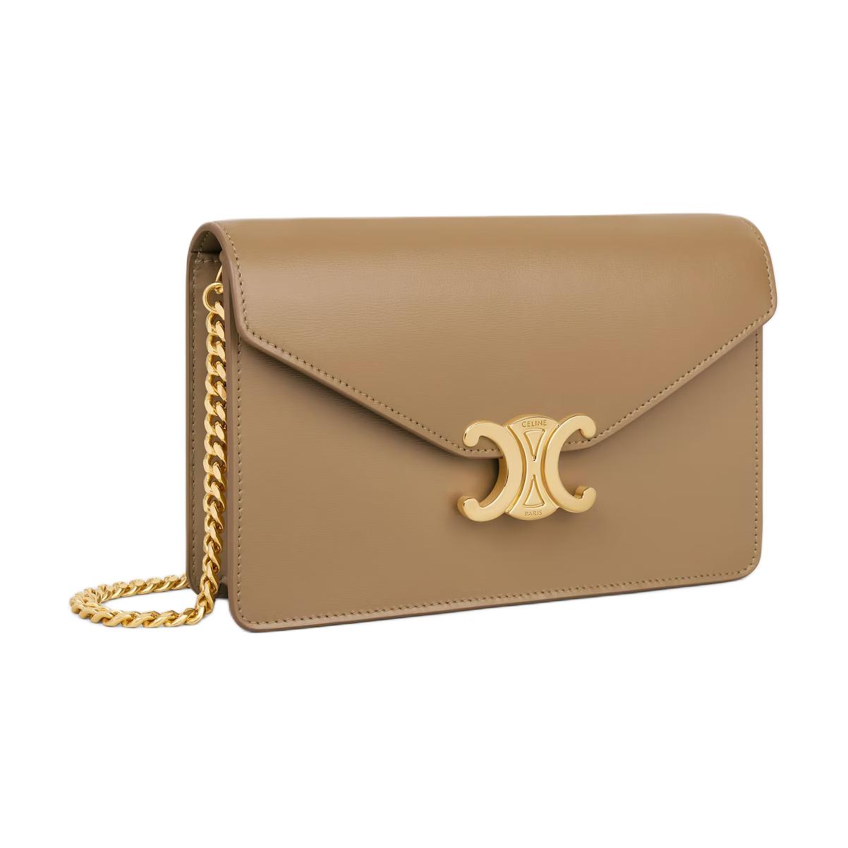 CELINE Calfskin Wallet Women's Brown