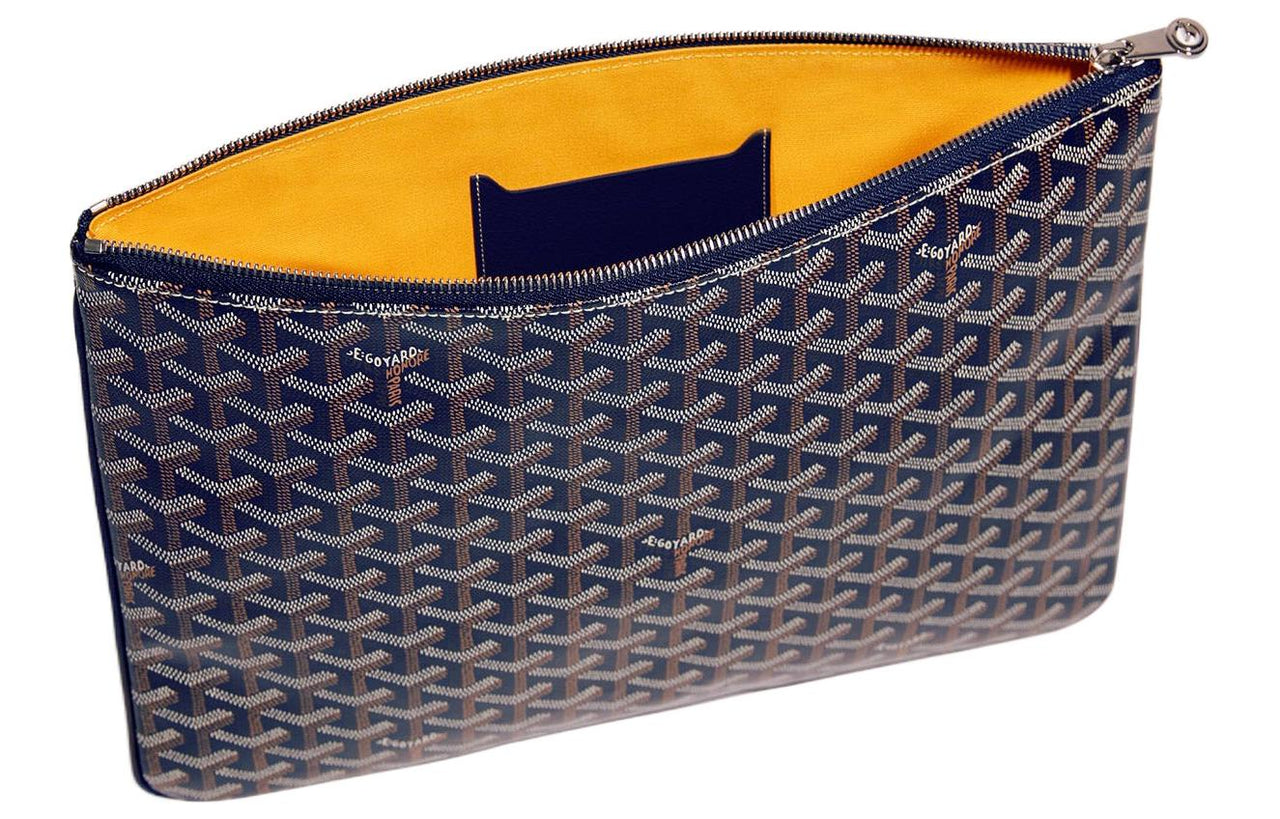 GOYARD SENAT Canvas With Leather Wallet, Toiletry Bag, Clutch Medium Size Unisex Marine Blue