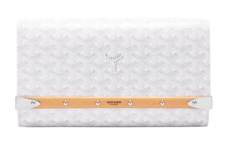 GOYARD MONTE-CARLO Canvas With Calfskin One Shoulder Crossbody Clutches Small Size Unisex White