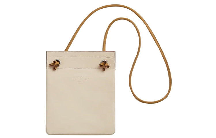 HERMES Aline Milo Lambskin And Swift Leather Shoulder Bag, Crossbody Bag Women's Craie Biscuit Milkshake White