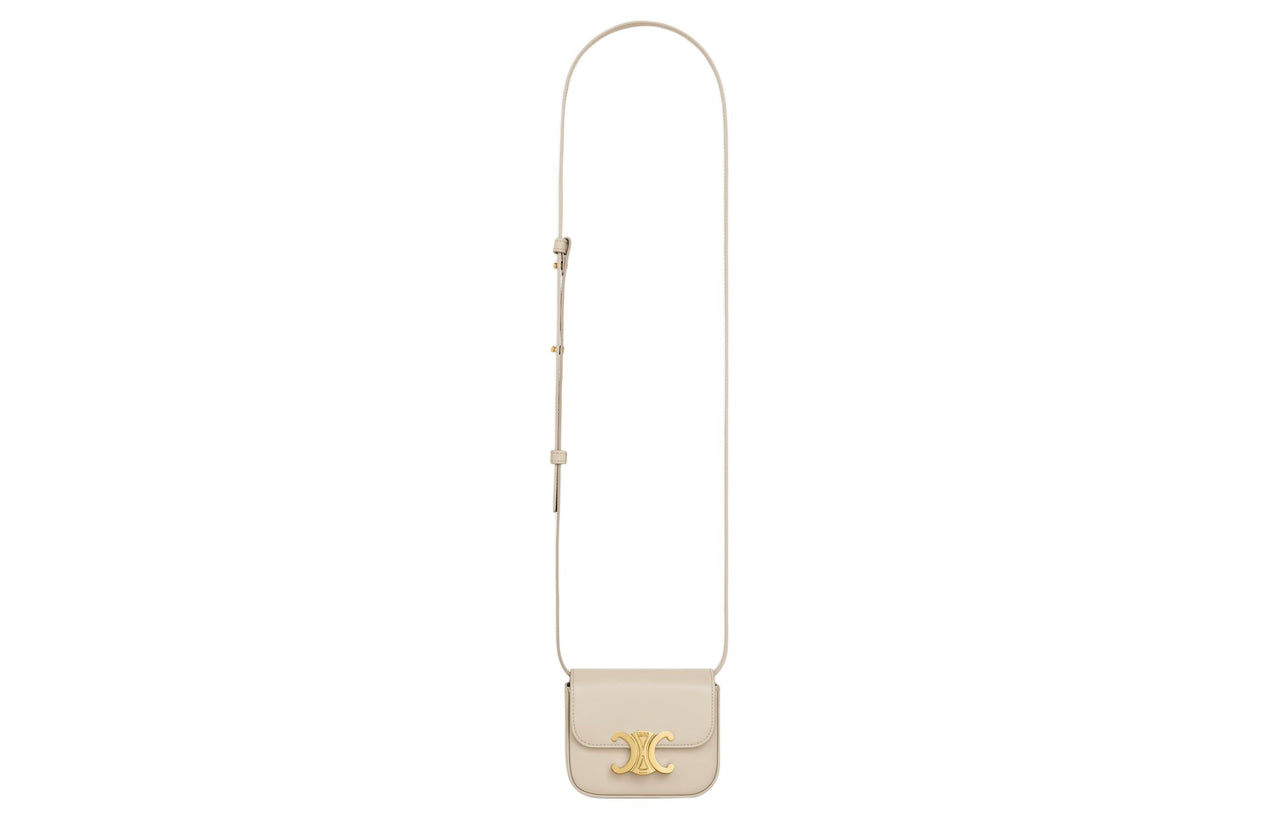 CELINE Cow Leather Tofu Bag, Shoulder Bag, Crossbody Bag Mini Women's Taupe