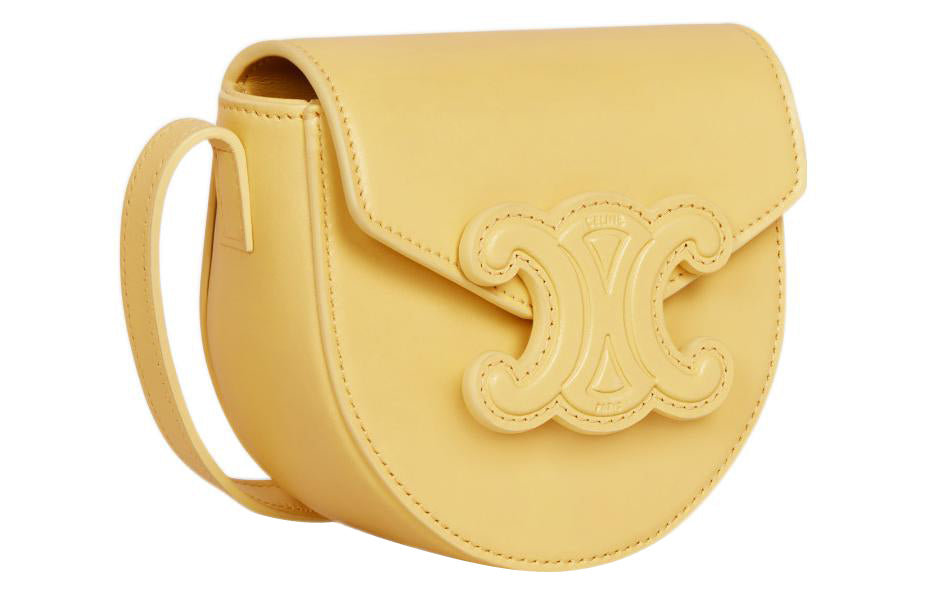 CELINE Besace Smooth Cow Leather Handbag Shoulder Bag Crossbody Bag Mini Women's Yellow