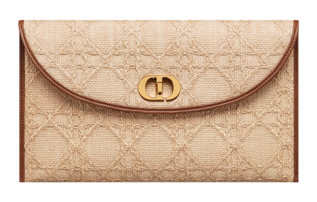 DIOR 30 Montaigne Natural Vine Raffia Clutch Women's Yellow