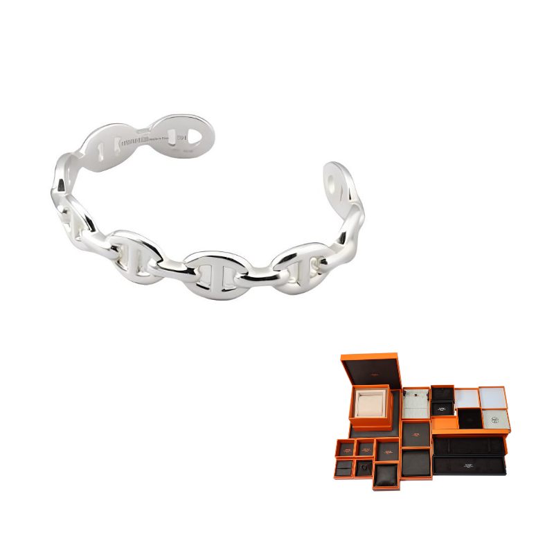 HERMES 925 Sterling Silver Bangles Women's Silver