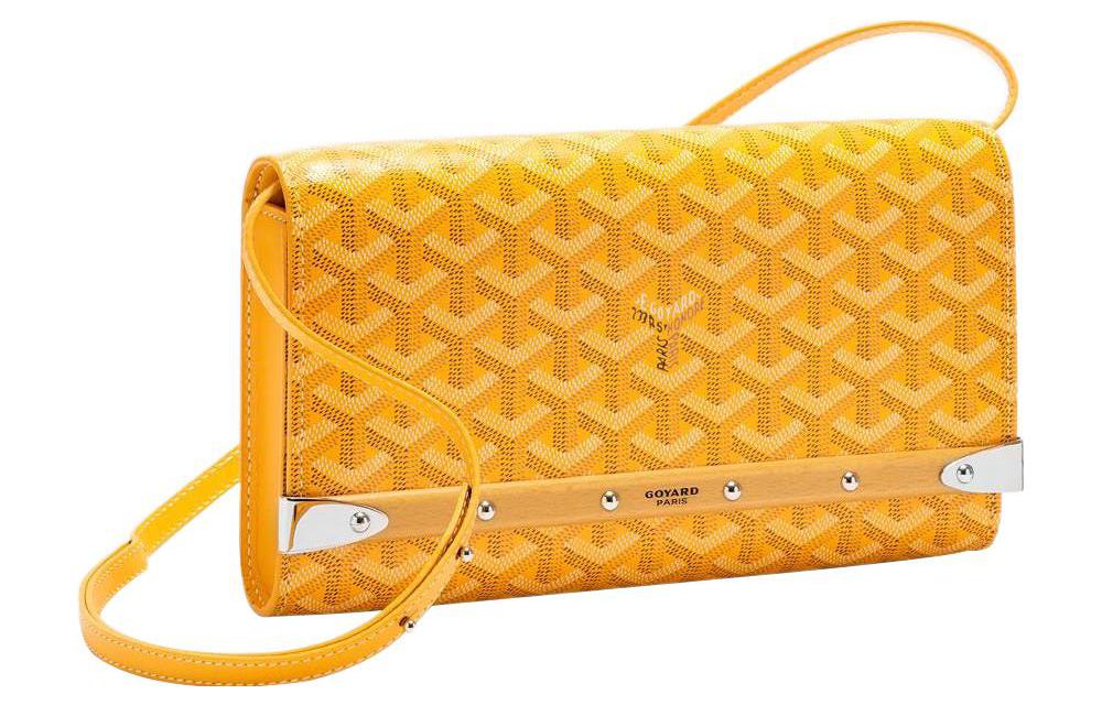 GOYARD MONTE-CARLO Canvas With Leather Clutches Crossbody Bags Small Size Women's Yellow