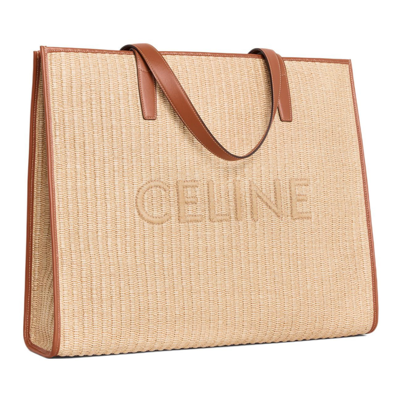 CELINE Cabas Plant Material Handbag Regular Men's Natural Color/Tan