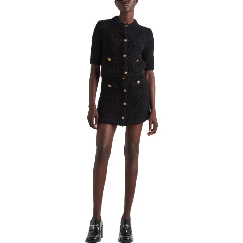 PRADA Button up Bouclé Mini Skirt