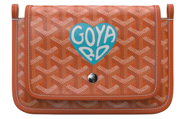 GOYARD Plumet Canvas With Leather Envelope Bag Crossbody Bag Shoulder Bag Unisex Orange With Turquoise Blue Heart
