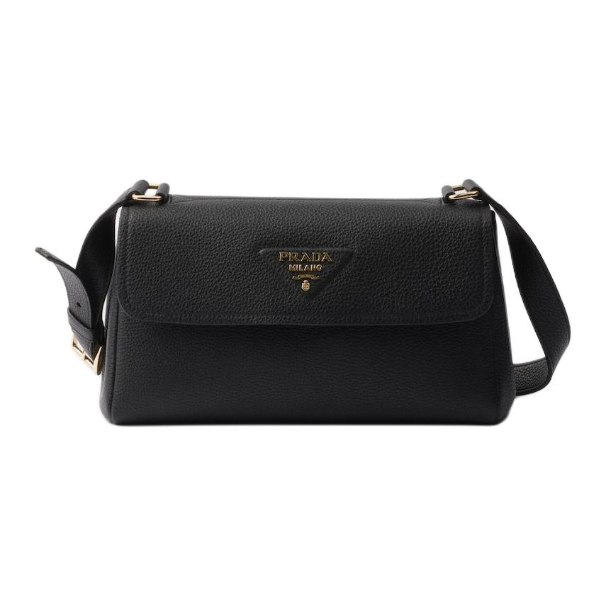 PRADA Calfskin Shoulder Bag Small Size Men's Black