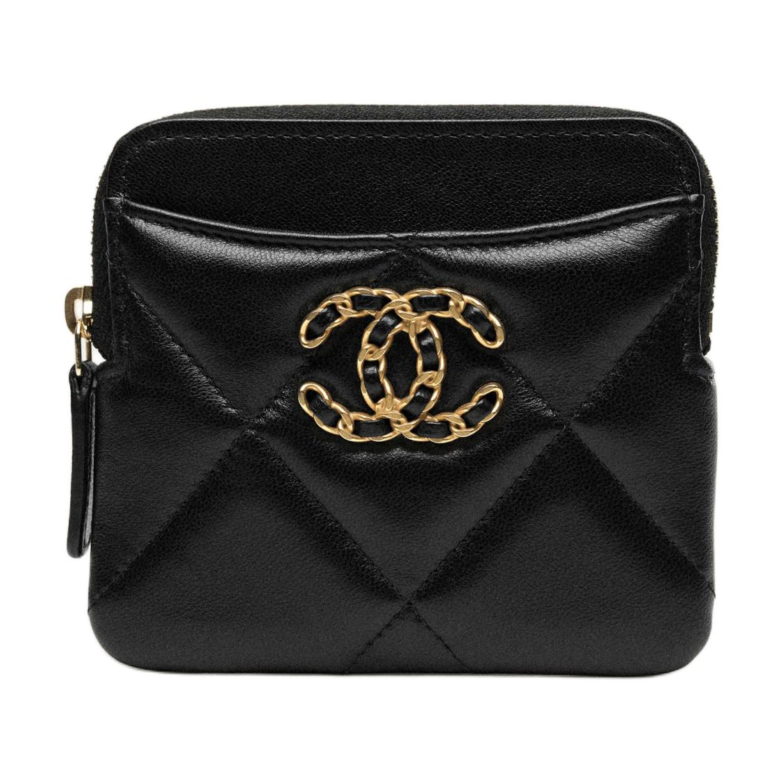 CHANEL 19 Zipped Coin Purse Black AP2086