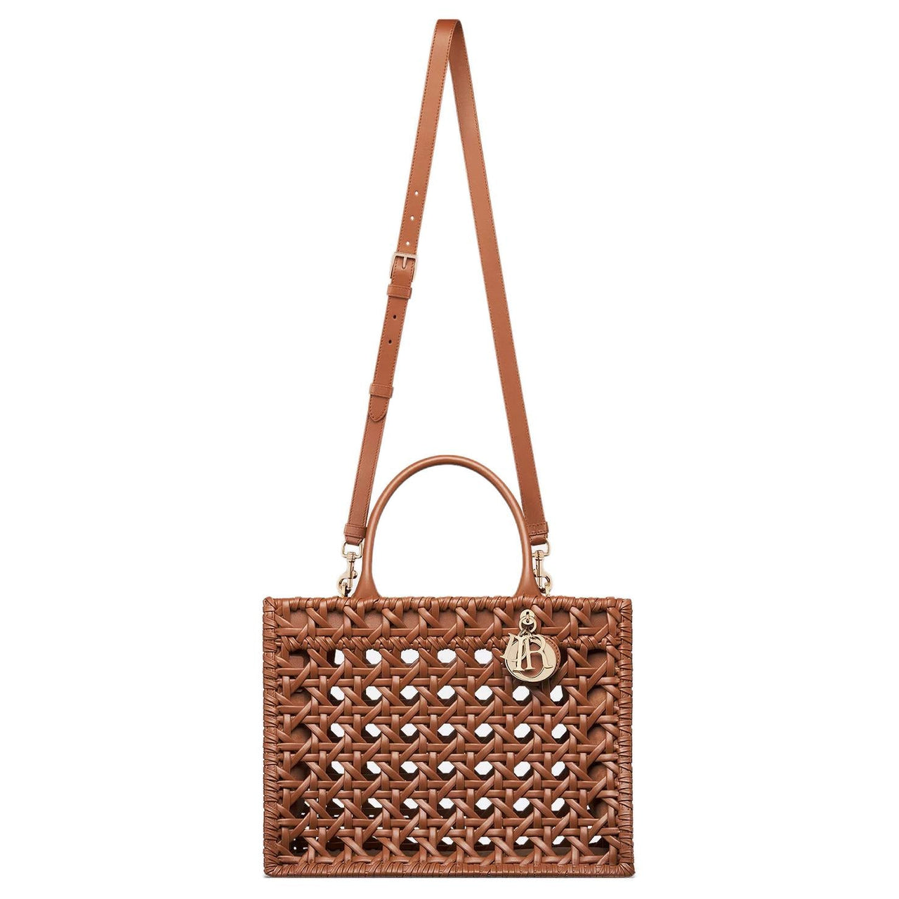 DIOR Calfskin Tote Bag Shopping Bag Handbag Medium Size Women's Brown