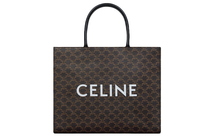 CELINE Cabas Leather Tote Bag Shopping Bag Handbag Men's Black