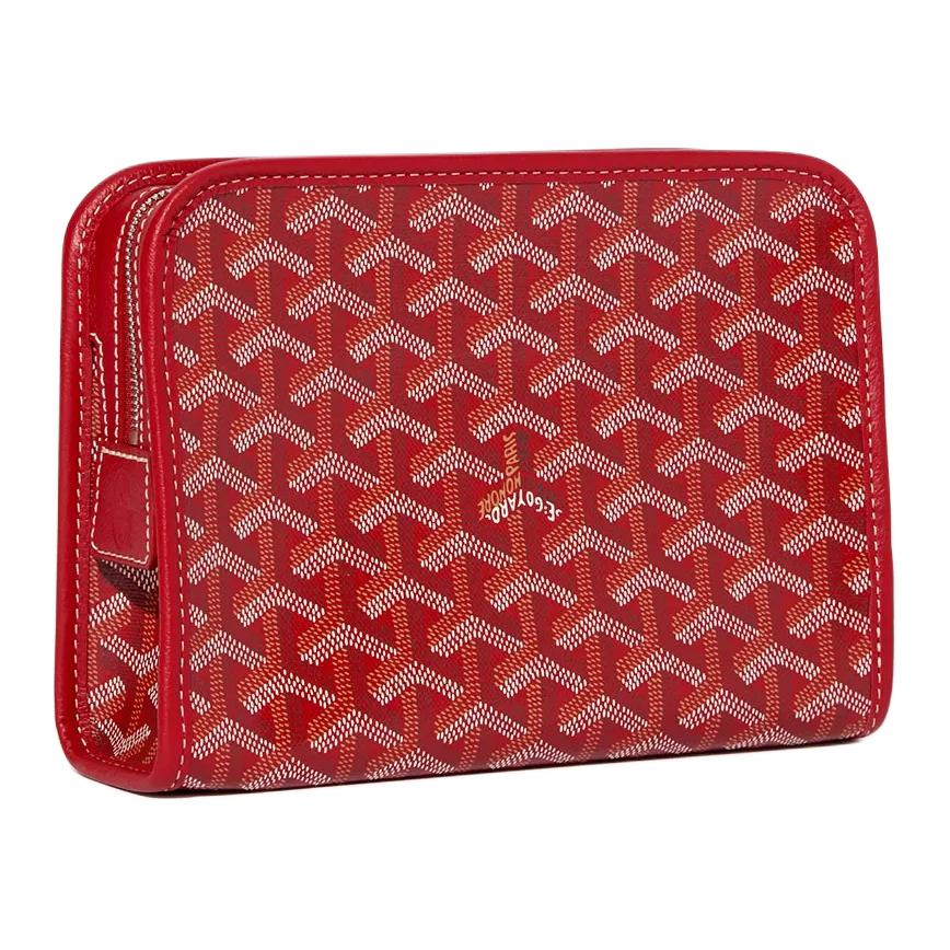 GOYARD Goya Canvas Toiletry Bag Small Size Unisex Red