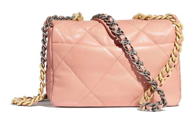 CHANEL 19Bag Goatskin Mouth Cover Bag Crossbody Bag Small Size Women's Light Pink Red