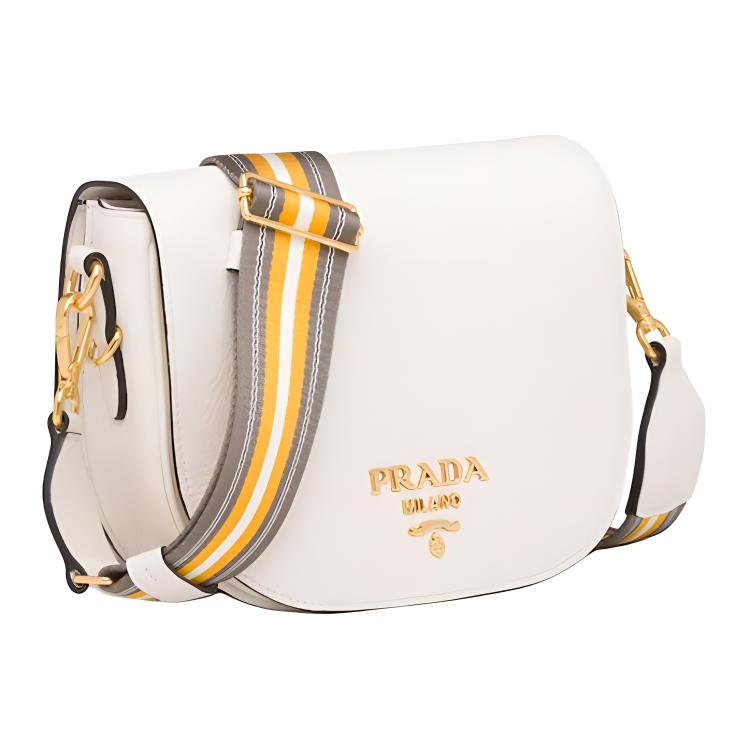 PRADA Calfskin Shoulder Bag Crossbody Bag Women's White