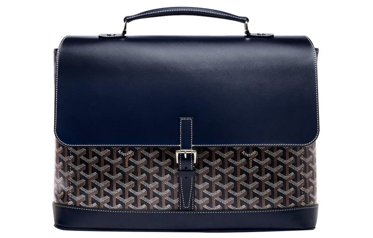 GOYARD Citadin Canvas With Leather Messenger Bag Handbag Briefcase Small Size Unisex Dark Blue