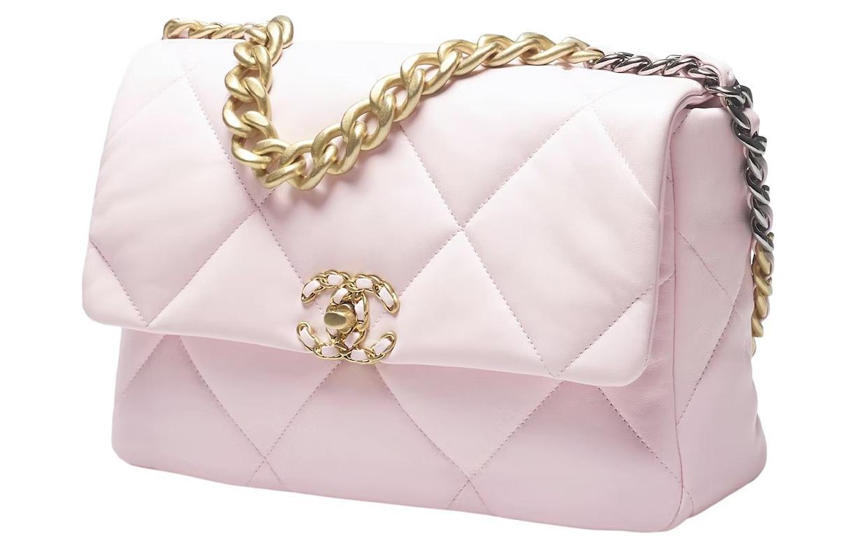 CHANEL 19Bag Sheepskin Handbag Shoulder Bag Crossbody Bag Women's Pink