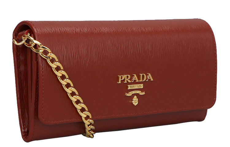 PRADA Calfskin Shoulder Bag, Crossbody Bag Women's Dark Red
