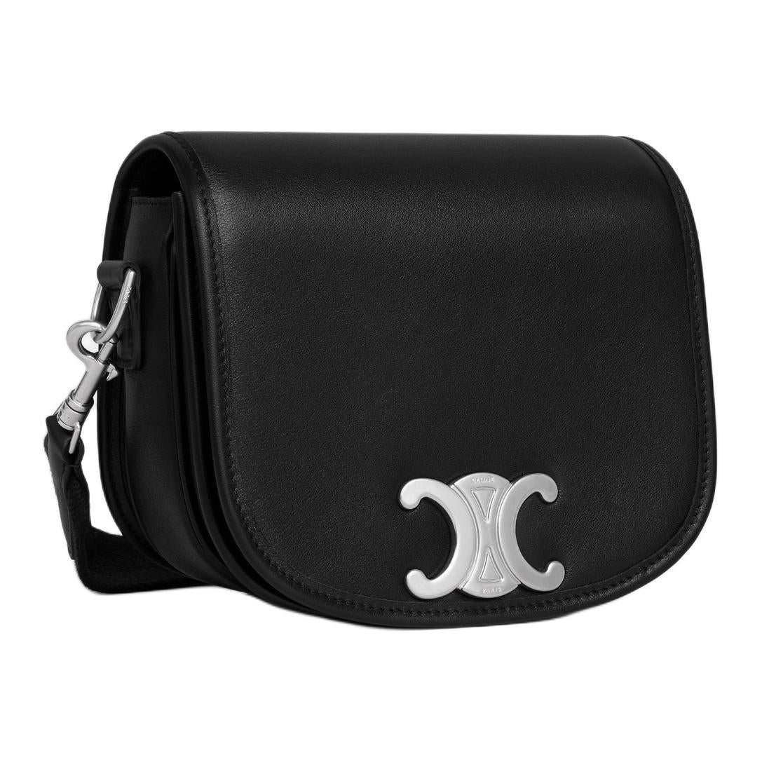 CELINE Besace Calfskin Shoulder Bag, Crossbody Bag Trumpets Men's Black
