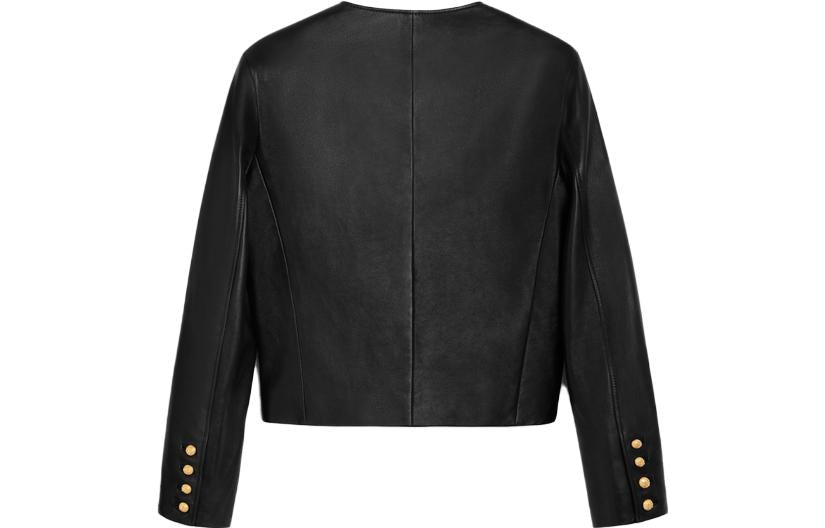 CELINE Leather Jacket Women's Black