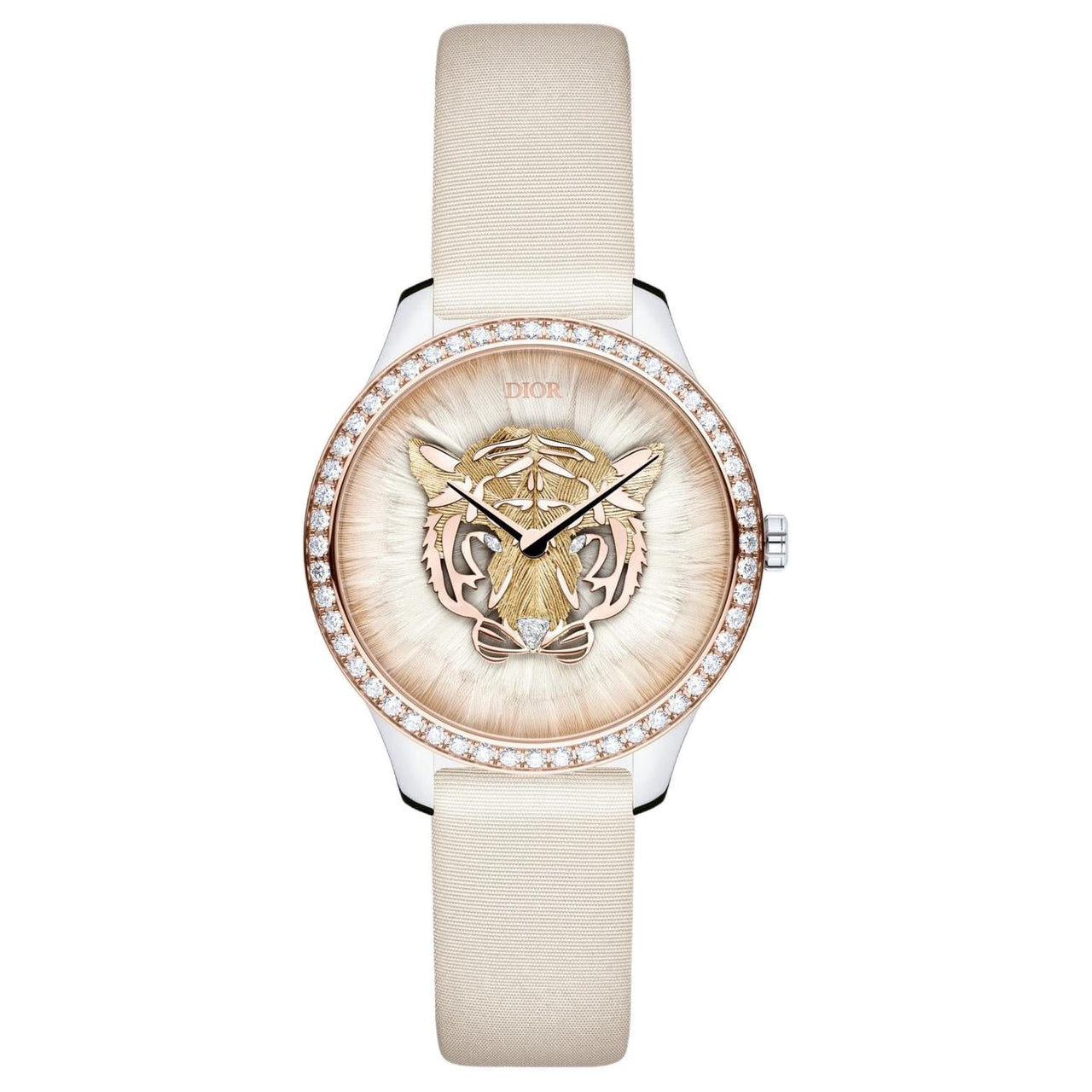 DIOR Grand Soir Collection Wrist Watch Automatic Mechanical Movement Satin Strap 36mm White Dial Men's Watches