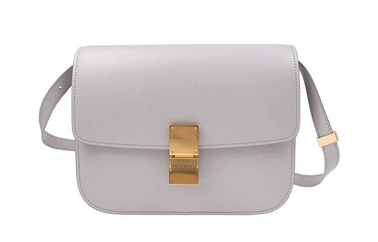 CELINE Classic Bo Cow Leather Tofu Cube Bag Shoulder Bag Crossbody Bag Medium Size Women's Gray