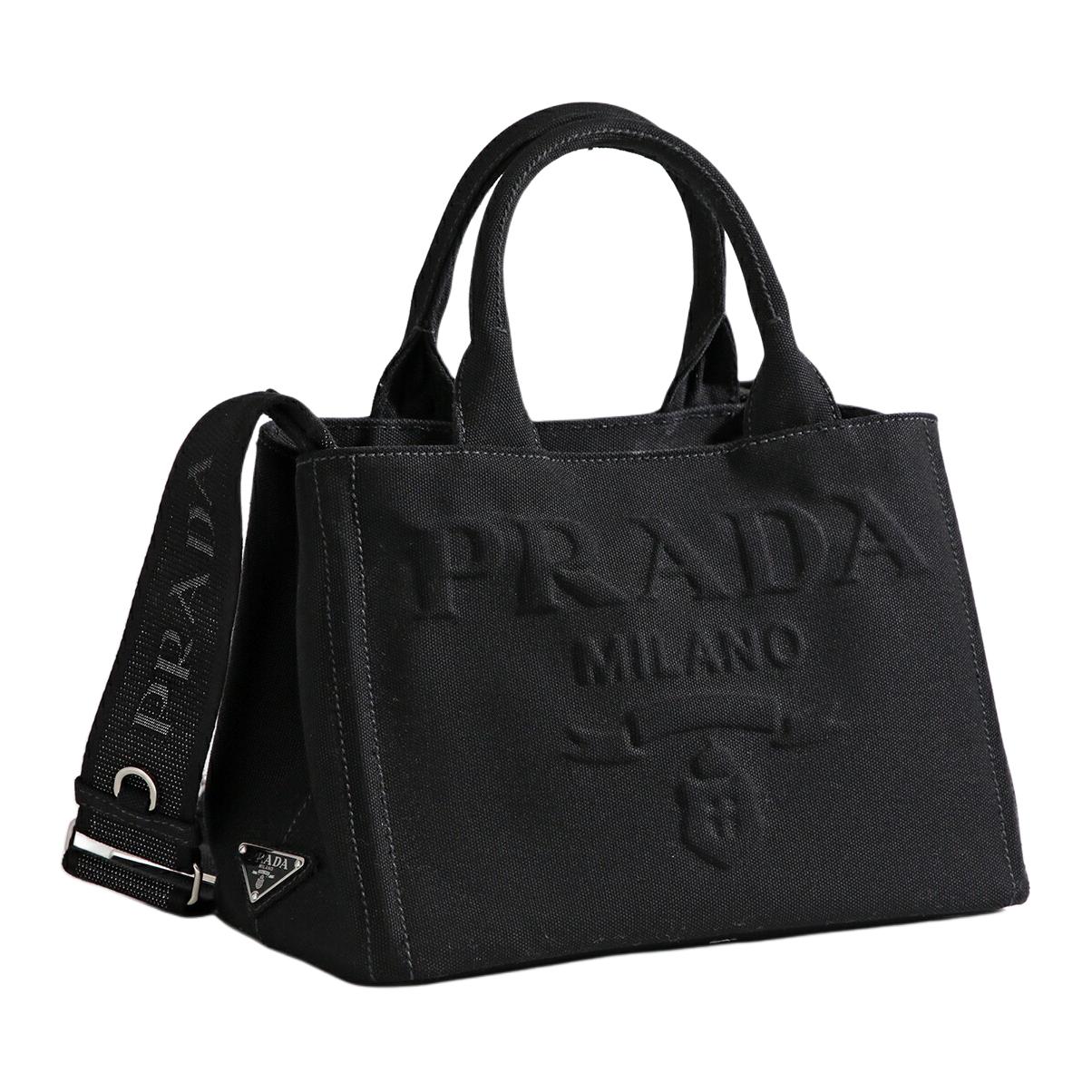 PRADA Canvas Canvas Bag Tote Bag Shopping Bag Shoulder Bag Crossbody Bag Handbag Women's Black