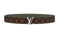LOUIS VUITTON Logo Print Leather Leather Belts Men's Brown Width: 4cm
