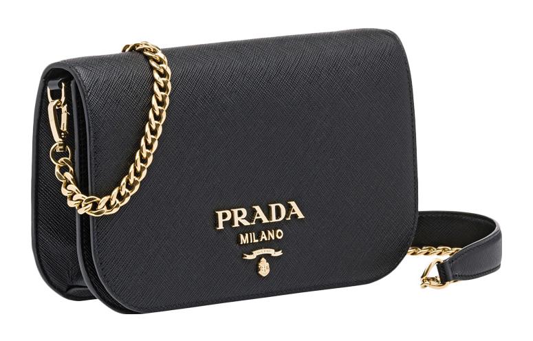 PRADA Cow Leather Crossbody Bag Shoulder Bag Women's Black