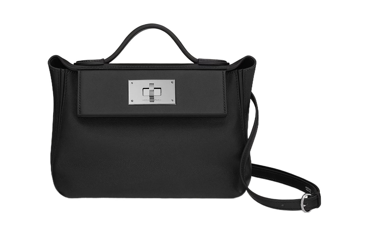 HERMES 24/24 Volupto & Swift Calfskin Fanny Pack, Crossbody Bag Mini Women's Black