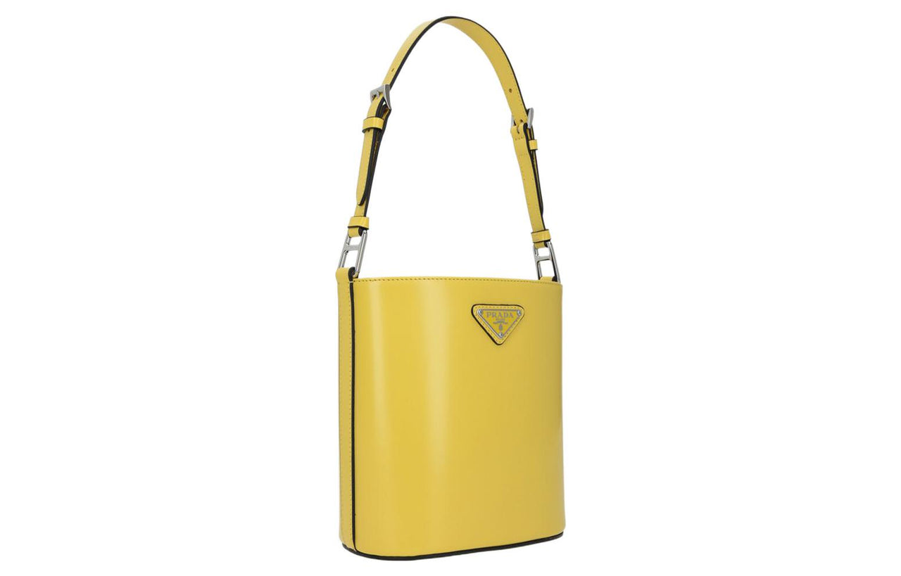 PRADA Cow Leather Shoulder Bag Regular Women's Yellow