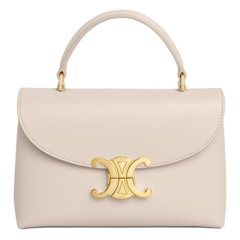 CELINE Cow Leather Shoulder Bag, Crossbody Bag, Handbag Women's Light Beige