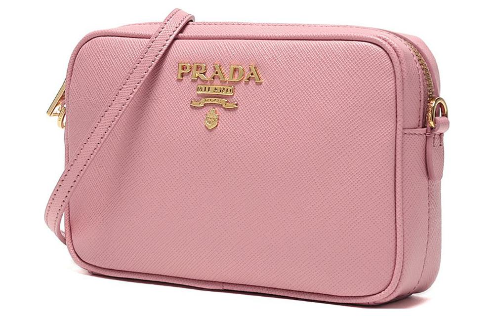 PRADA Cow Leather Small Square Bag Crossbody Bag Shoulder Bag Women's Light Pink