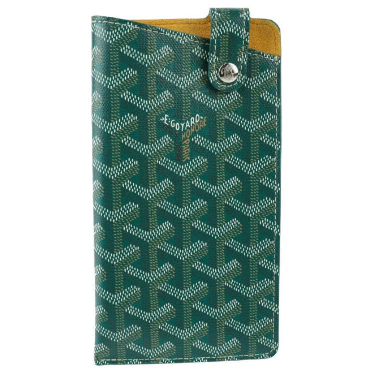 GOYARD Montmartre Canvas With Leather Cell Phone Pouch Large Size Unisex Green