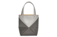 LOEWE Shiny Cow Leather Handbag Mini Women's Pearl Gray & Dark Gray
