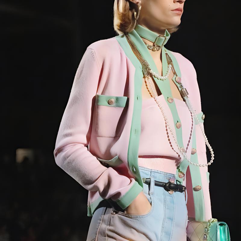 CHANEL SS24 24C Cashmere Sweater Women's Light Pink