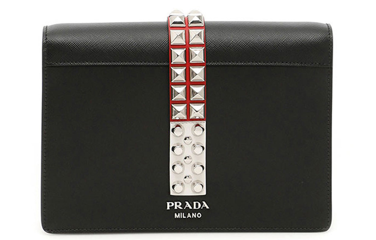 PRADA Calfskin Shoulder Bag, Crossbody Bag Regular Women's Black