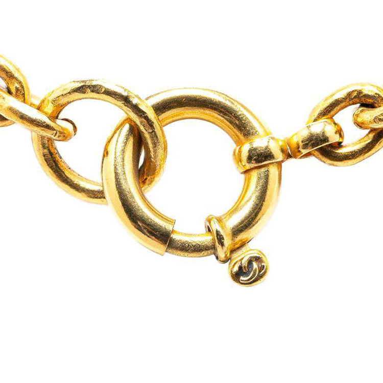 CHANEL 1994 Plated Triple Cc Clover Pendant Costume Necklace