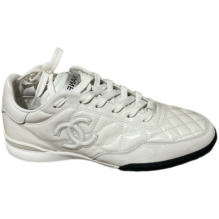 CHANEL 24a German Army Trainers Low Top Casual Shoes Men's White