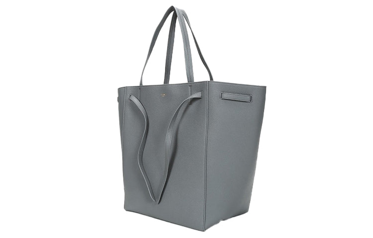 CELINE Cabas Cow Leather Tote Shoulder Handbag Women's Gray