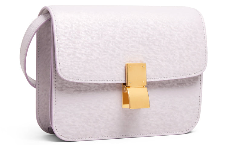 CELINE Classic Bo Cow Leather Block Bag Handbag Crossbody Bag Shoulder Bag Small Size Women's Lavender Gray