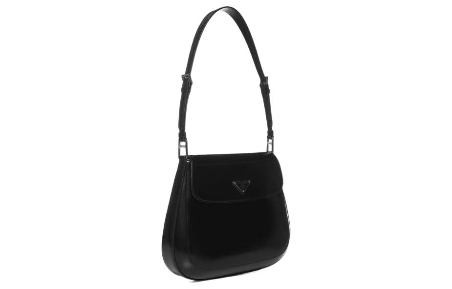 PRADA Cow Leather Shoulder Bag Women's Black