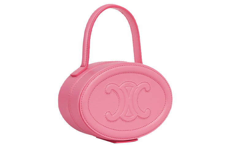 CELINE Cuir Triomphe Cow Leather Round Bag Handbag Women's Pink