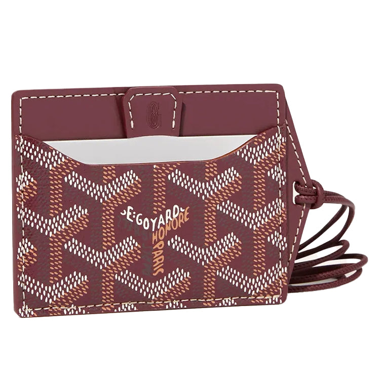 GOYARD Goyardine Canvas With Vauzelles Calfskin Card Holder Unisex Burgundy