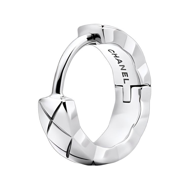 CHANEL 18K White Gold Earrings Unisex Silver