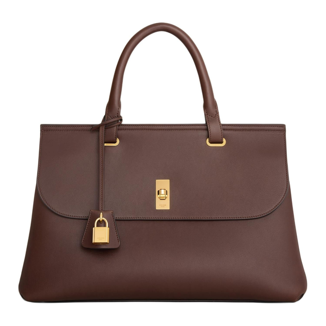 CELINE Calfskin Tote Bag Shopping Bag Handbag Medium Size Women's Mountain Walnut Wood Color