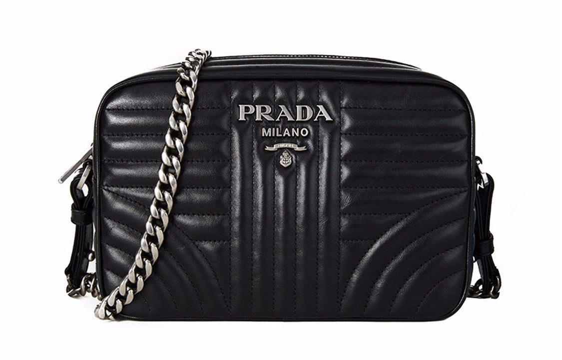 PRADA Cow Leather Shoulder Bag Women's Black