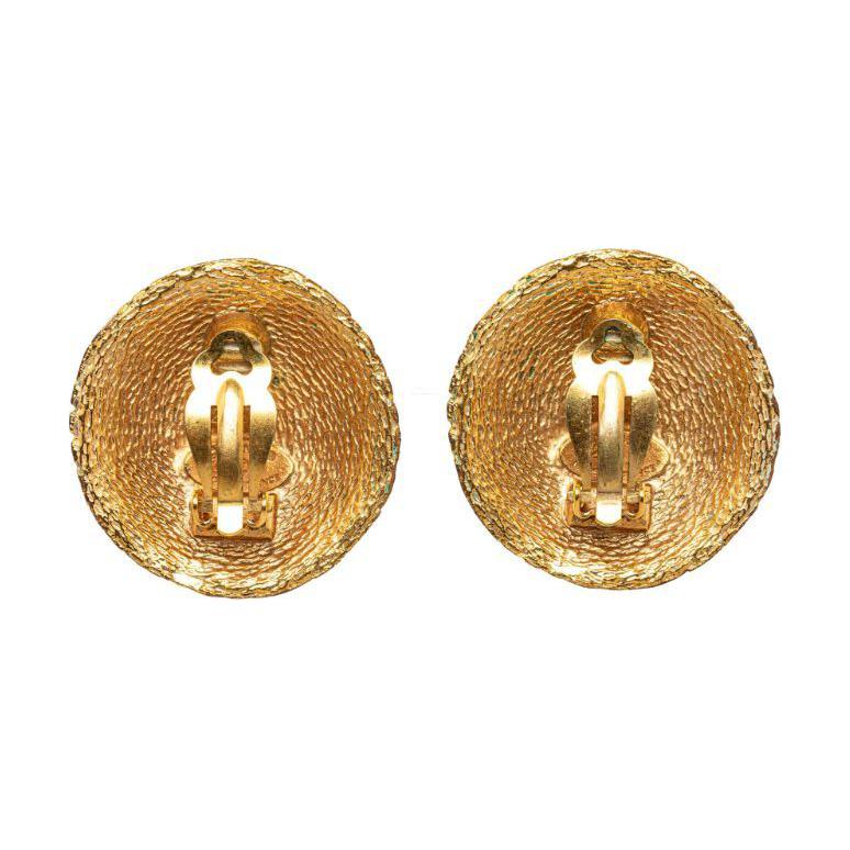 CHANEL 1970 1980 Plated Cc Clip On Earrings Costume Earrings