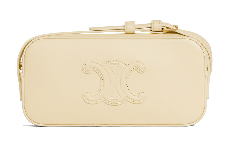 CELINE Cuir Triomphe Triumph Cow Leather Handbag, Shoulder Bag Mini Women's Light Yellow/Light Yellow