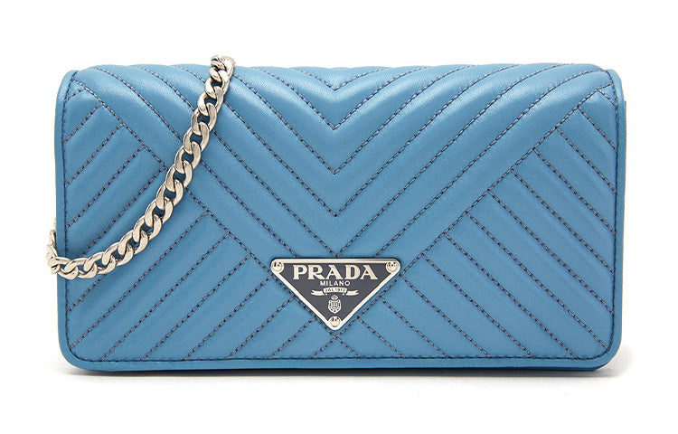 PRADA Cow Leather Crossbody Bag Shoulder Bag Women's Blue